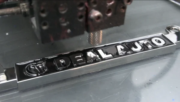 Live Shot of License Plate Frame Paint Dripping Process