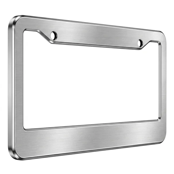 Modern Precision Beveled Brushed Stainless Steel License Plate Frame