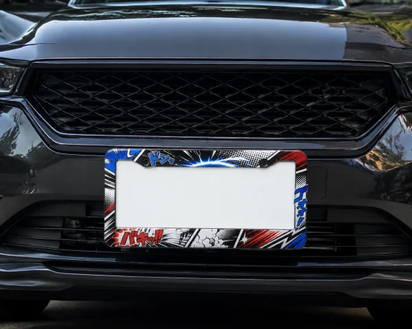Dynamic Manga Panel Action Onomatopoeia Glossy ABS License Plate Frame