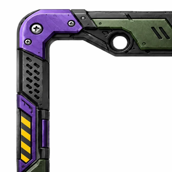 Dettagli della Cornice Portatarga ABS Armatura Pesante Mecha Cyberpunk Viola Verde