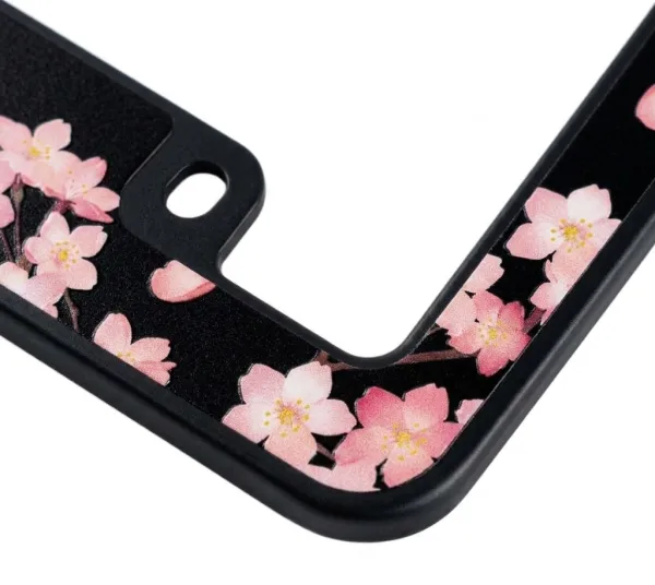 Bingkai Plat Nomor Bunga Sakura - Aksesoris Dekoratif Mobil