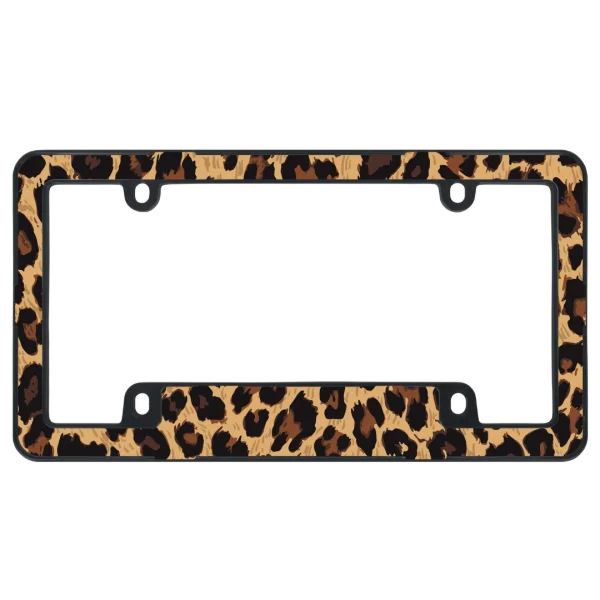 UV-Printed Leopard-Print License Plate Frame