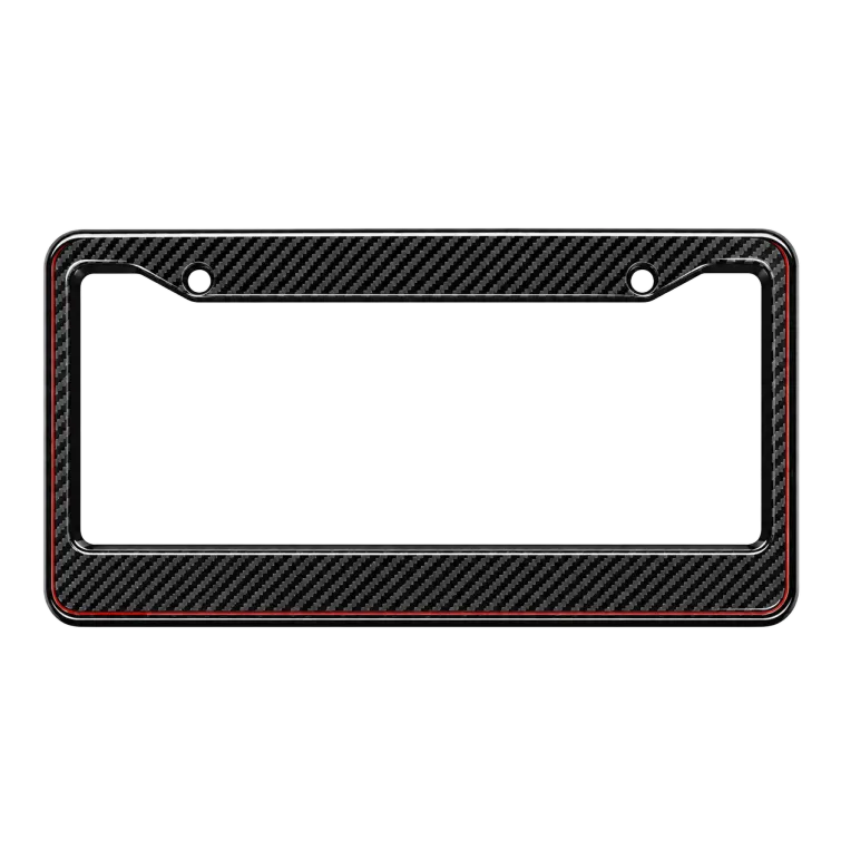 Dudukan Plat Nomor Serat Karbon - Garis Merah Sport Racing (2 Lubang, Lapisan Glossy)