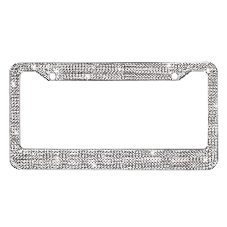 Moldura de Placa de Carro Strass Bling - Design de Cristal de Luxo Brilhante
