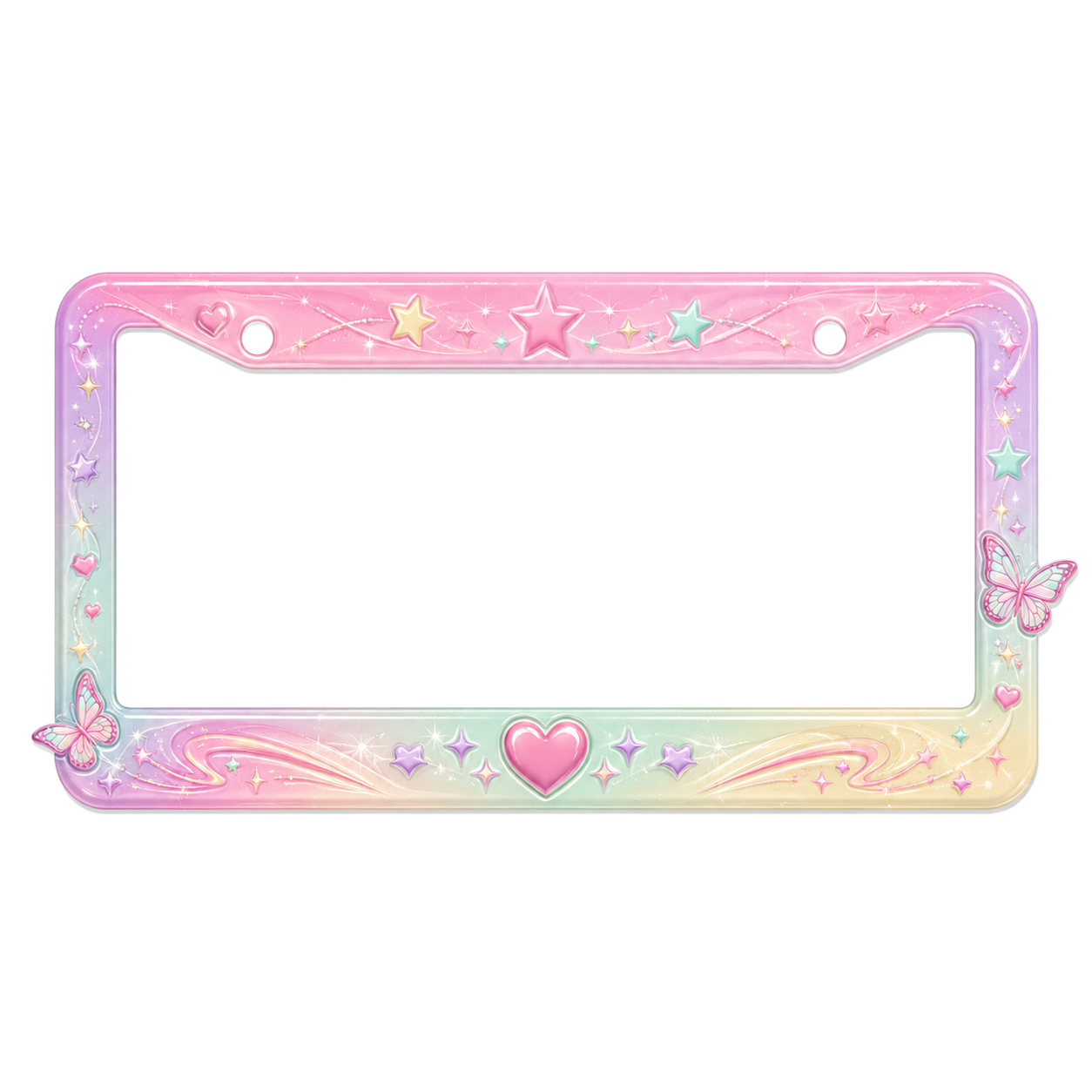 Y2K Kawaii Kennzeichenhalter - Pastell Schmetterling und Herz Design