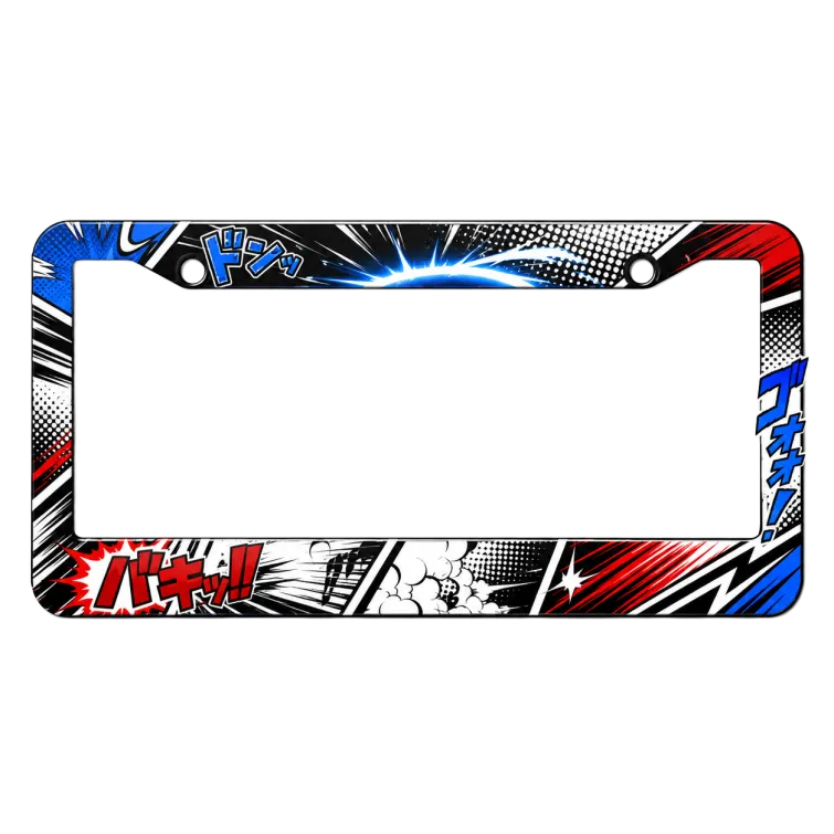 Manga Comic Panel License Plate Frame - Japanese Anime Action Car Decor