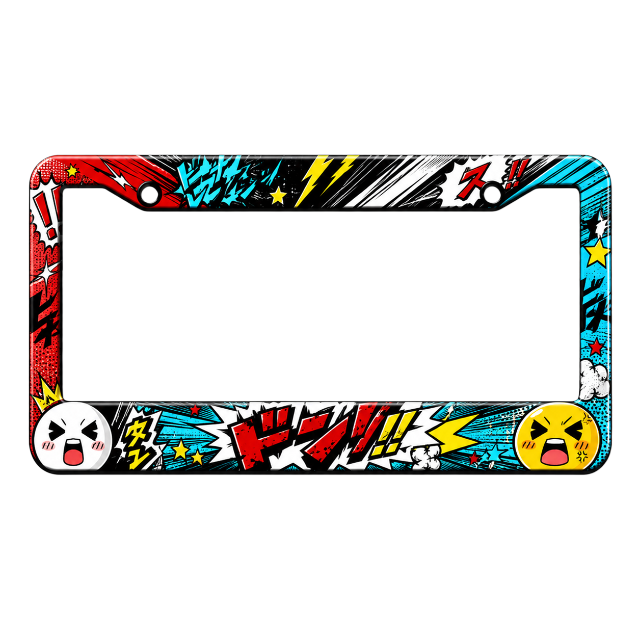 Anime Comic Pop Art License Plate Frame - Vintage Manga Speed Line Car Decor