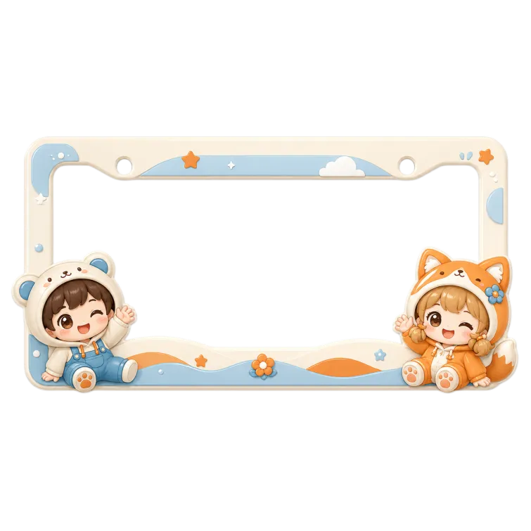 Portatarga con Personaggi Chibi Kawaii - Decorazioni Auto Anime Ragazzo e Ragazza (Pastello)