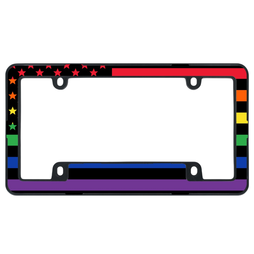 Bingkai Plat Nomor Bendera Amerika First Responder - Desain Multi Thin Line (ABS Premium)
