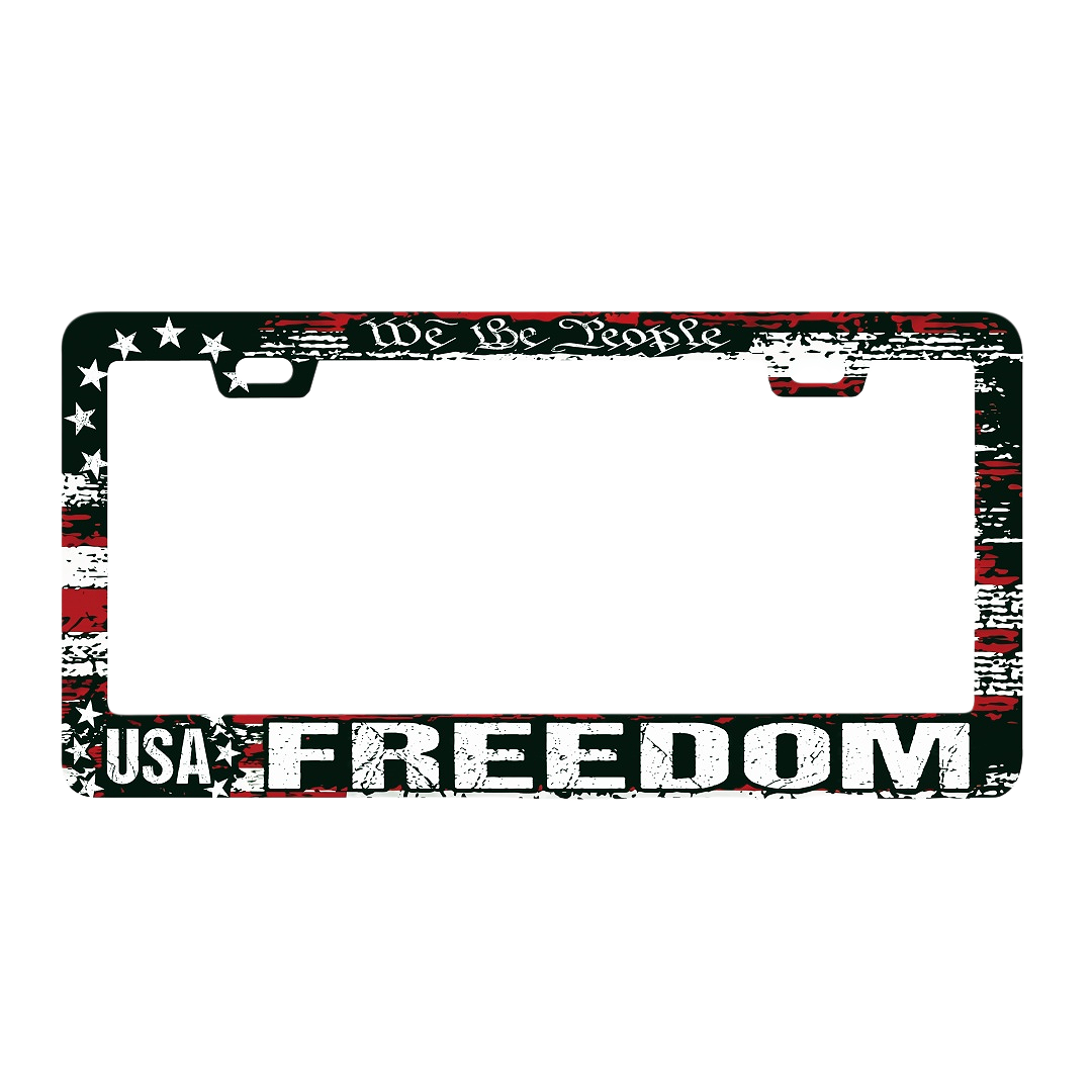 Dudukan Plat Nomor Bendera Amerika USA Freedom - Bingkai Logam Gaya Grunge