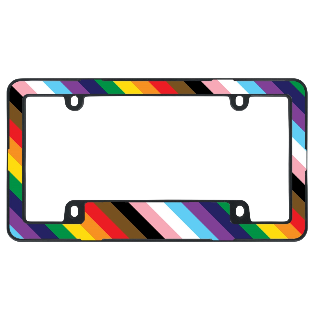 Dudukan Plat Nomor Mobil Progress Pride - Bingkai Plat Nomor Garis Permen Pelangi