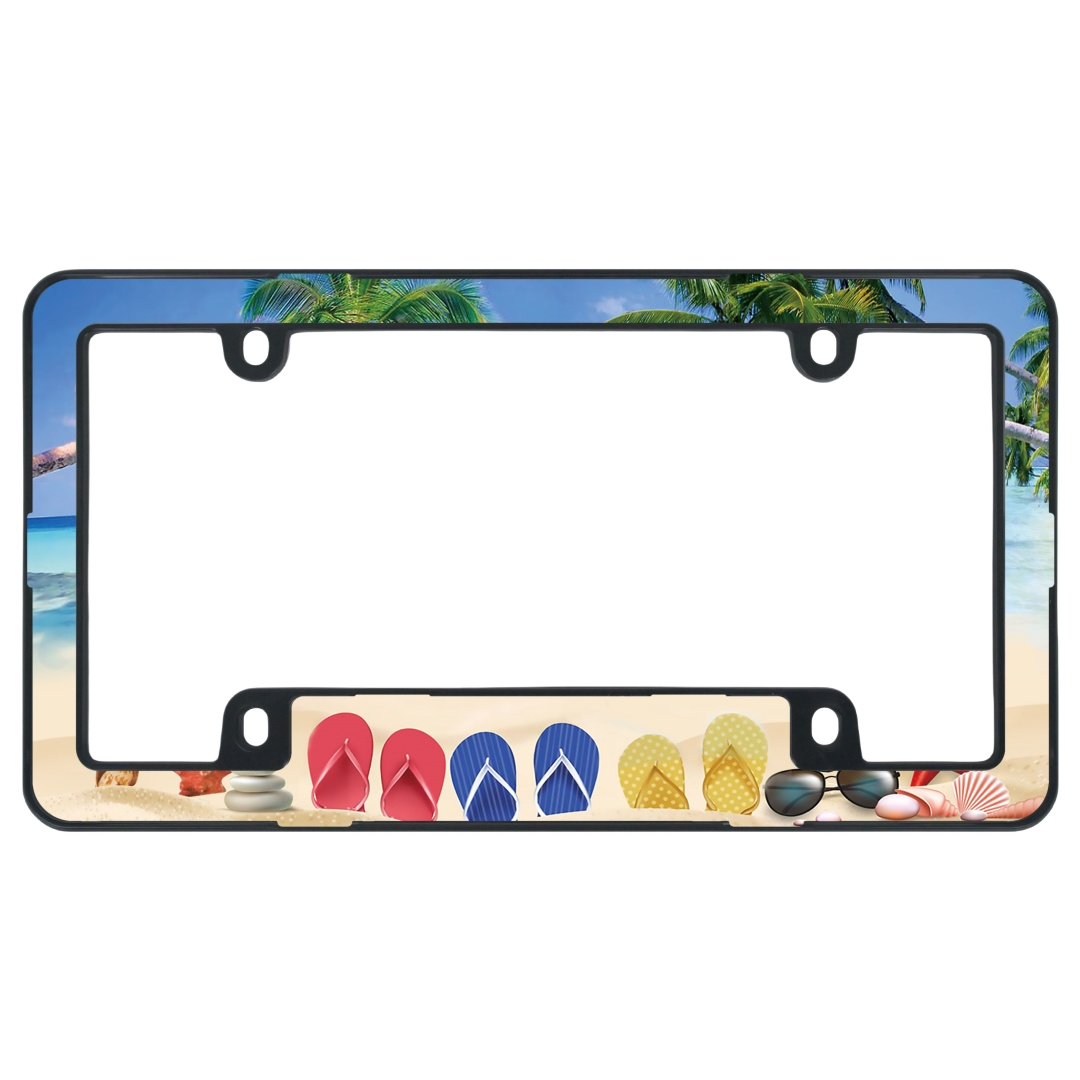 Tropischer Strand Kennzeichenhalter - Flip-Flops Kokosnussbaum Rahmen