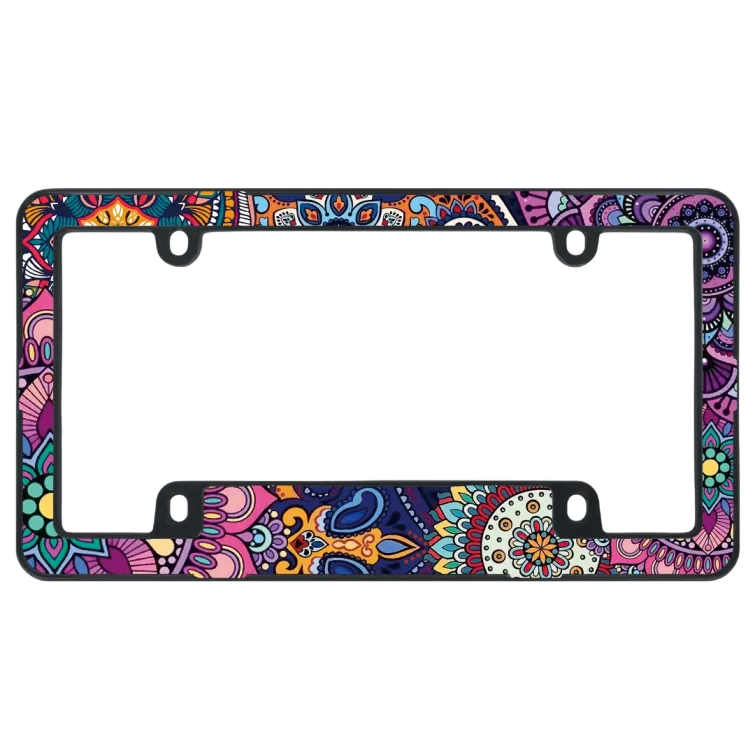 Dudukan Plat Nomor Mobil Mandala Paisley Boho - Bingkai Plat Nomor Vintage (Plastik ABS dengan Sisipan PC)