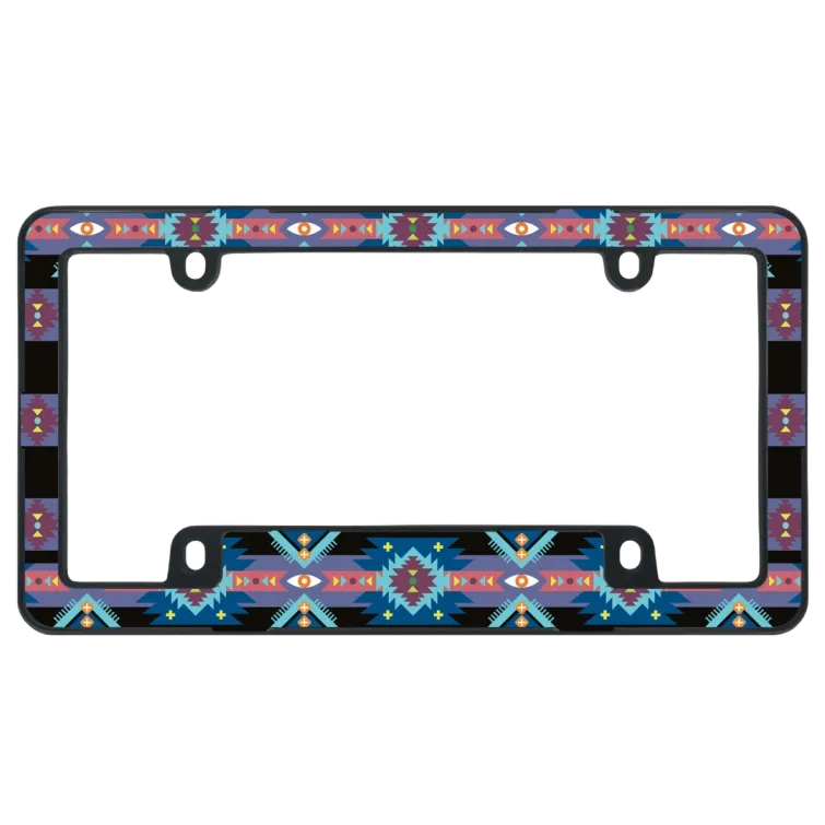 Dudukan Plat Nomor Mobil Tribal Barat Daya - Bingkai Plat Nomor Geometris Aztec (Plastik ABS dengan Sisipan PC)