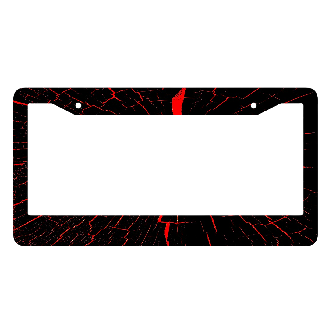 Red Lava Cracks License Plate Frame - Volcanic Magma Car Tag Holder | Durable Metal (2 Holes)
