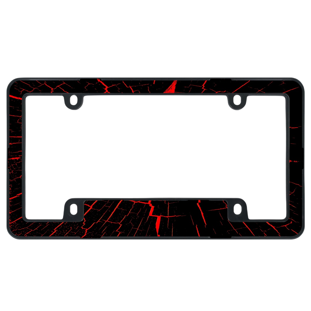 Volcanic Magma License Plate Frame - Red Lava 4-Hole Car Tag Holder | ABS Plastic