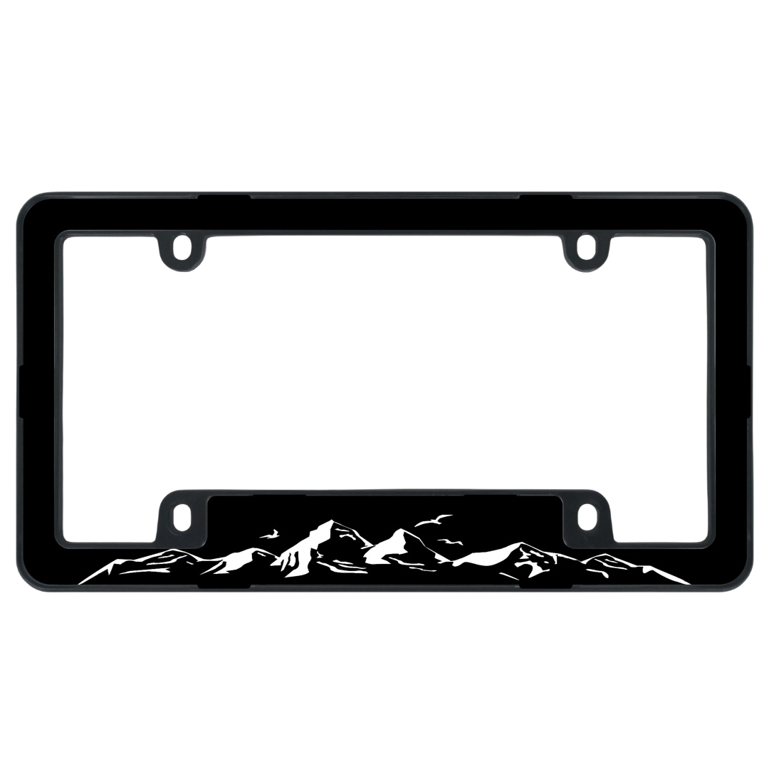 Minimalist Mountain License Plate Frame - Outdoor Nature | Black ABS PC Holder