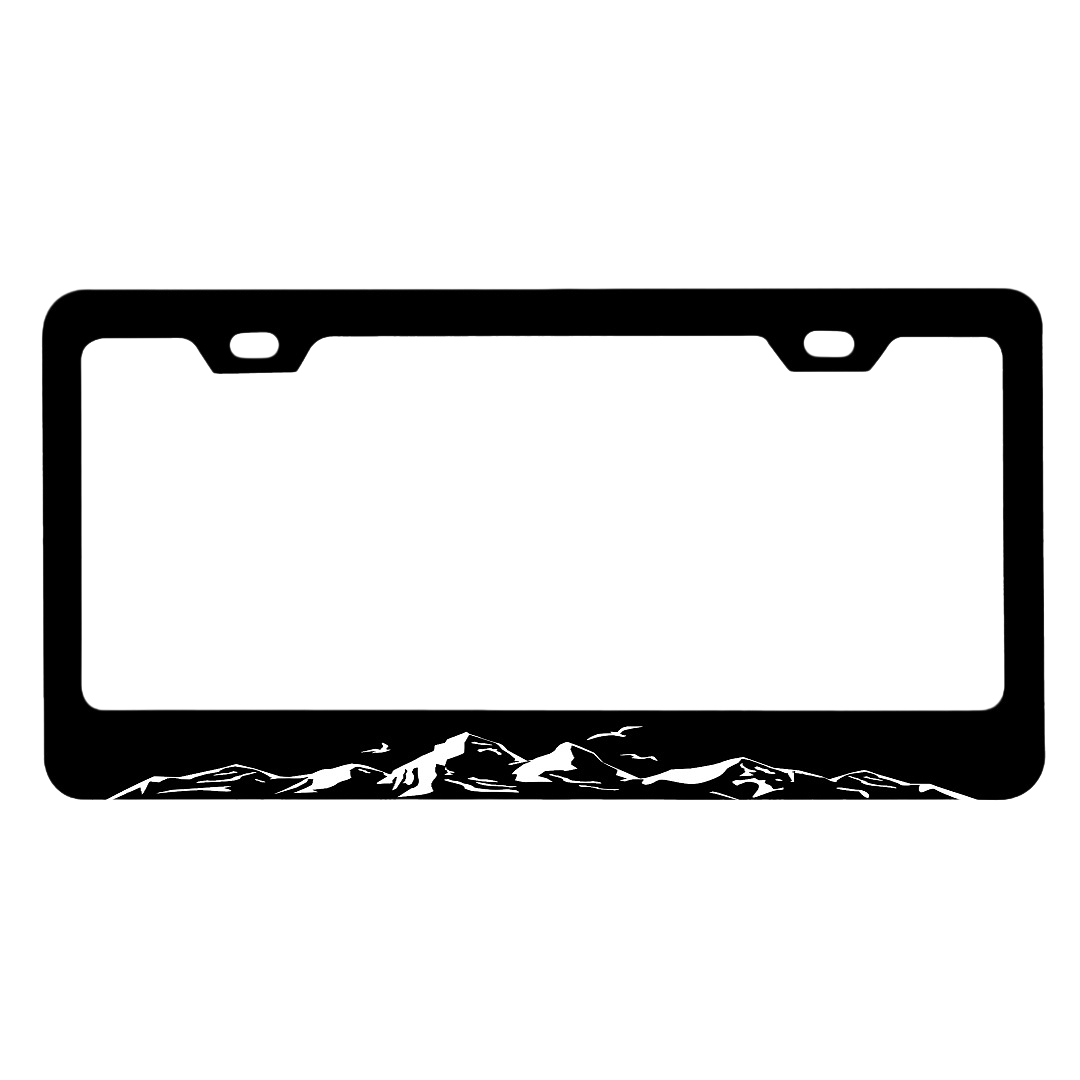 Mountain License Plate Frame - Outdoor Nature | Black Steel Car Tag Holder