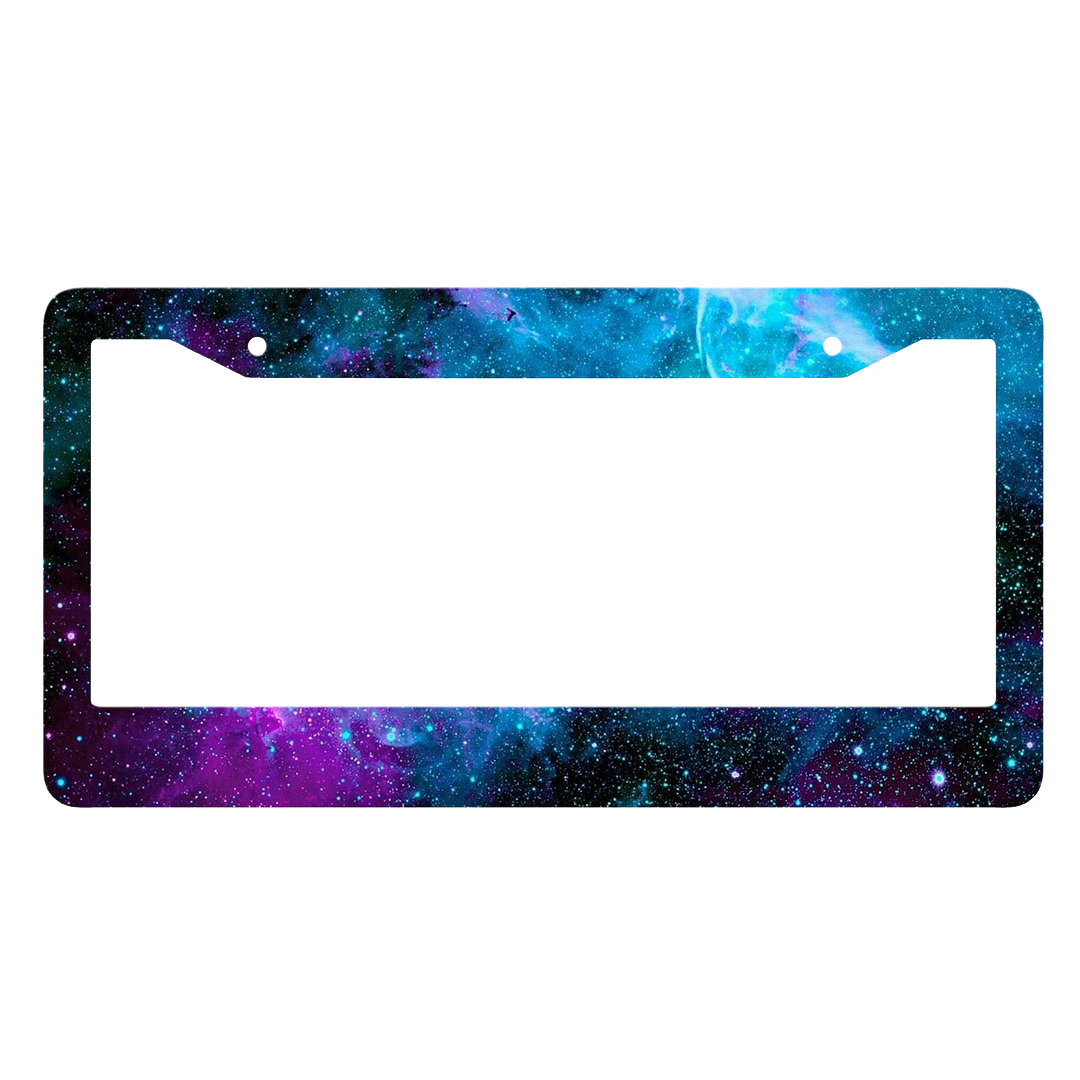 Galaxy Nebula License Plate Frame - Psychedelic Space | Stainless Steel Car Tag Holder